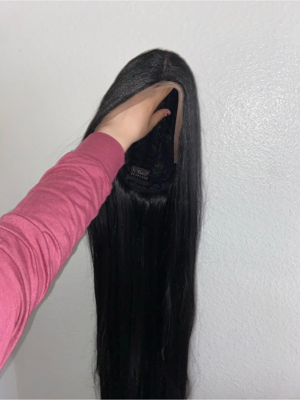 Long black lace wig